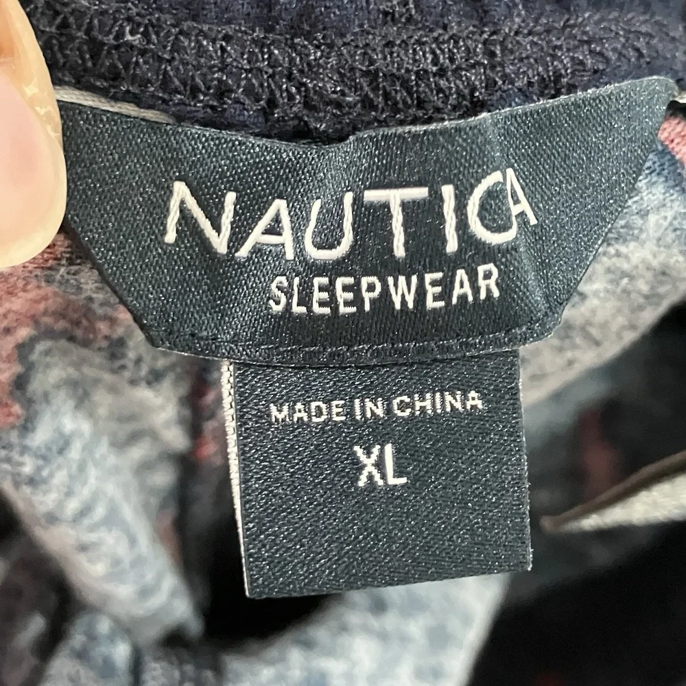 Nautica Sleep Pants Mens XL Blue Red Lobster Print Drawstring Lounge Pajama